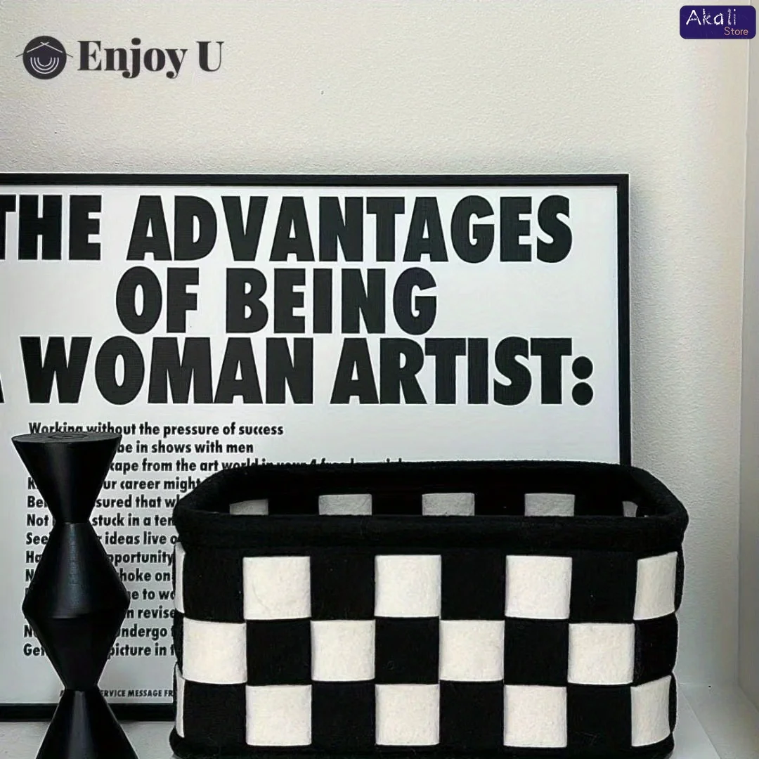 Cosmetic Bags - 2026Black and White Checkered Storage Basket