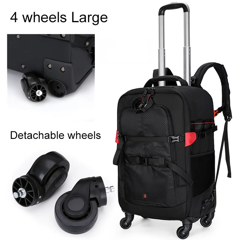 Foldable Rolling Luggage Bag - Trolley Photography Backpack Professional Camera Bag