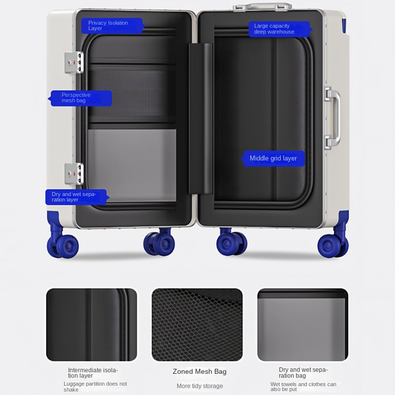 Front-opening Luggage Wide Han - đánh giá và giá Aluminum Frame Carry On Luggage