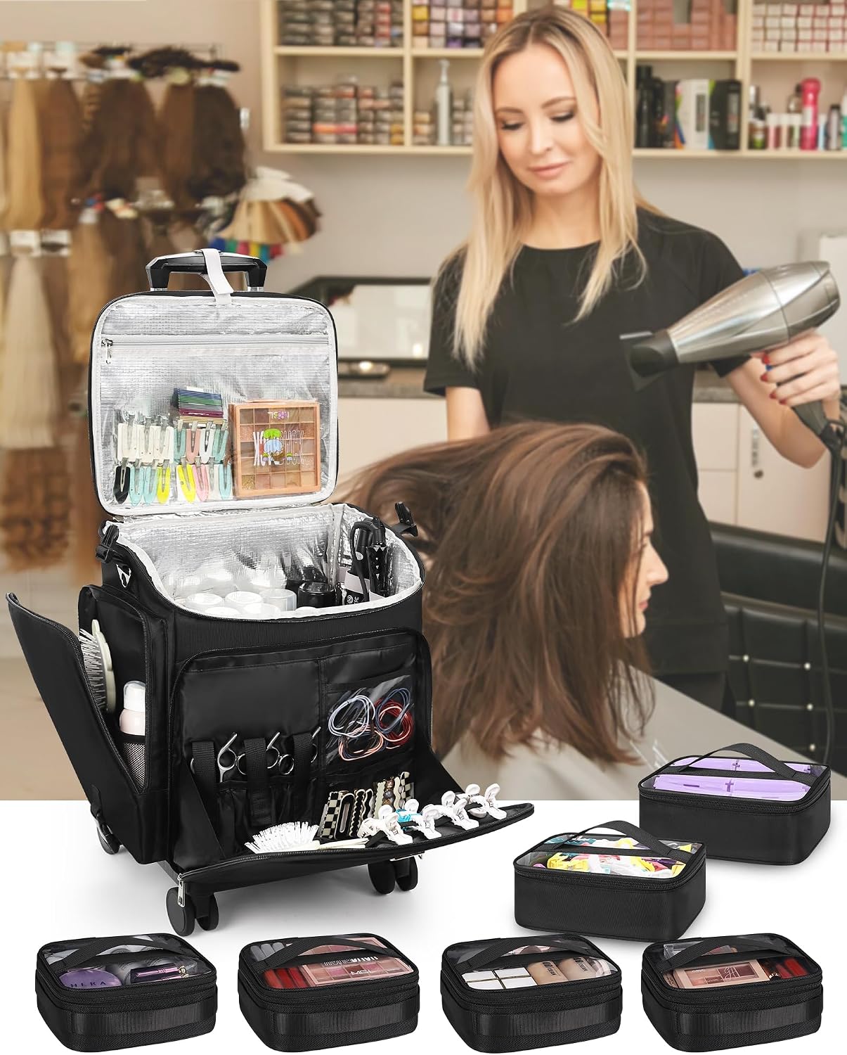 Rolling Makeup Case Hair Tools - đánh giá và giá Travel Bags