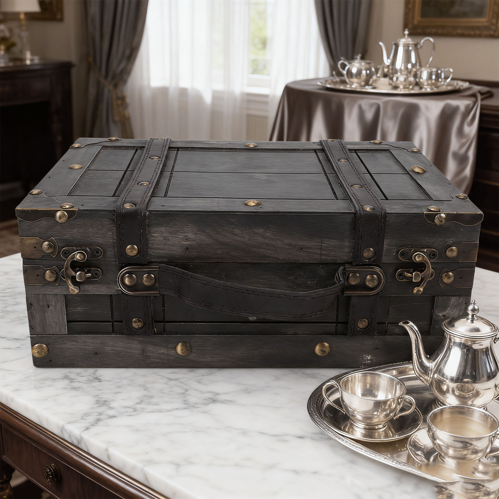 Wood Storage Trunk Wooden Ches - đánh giá và giá Retro Vintage Trunk Suitcase