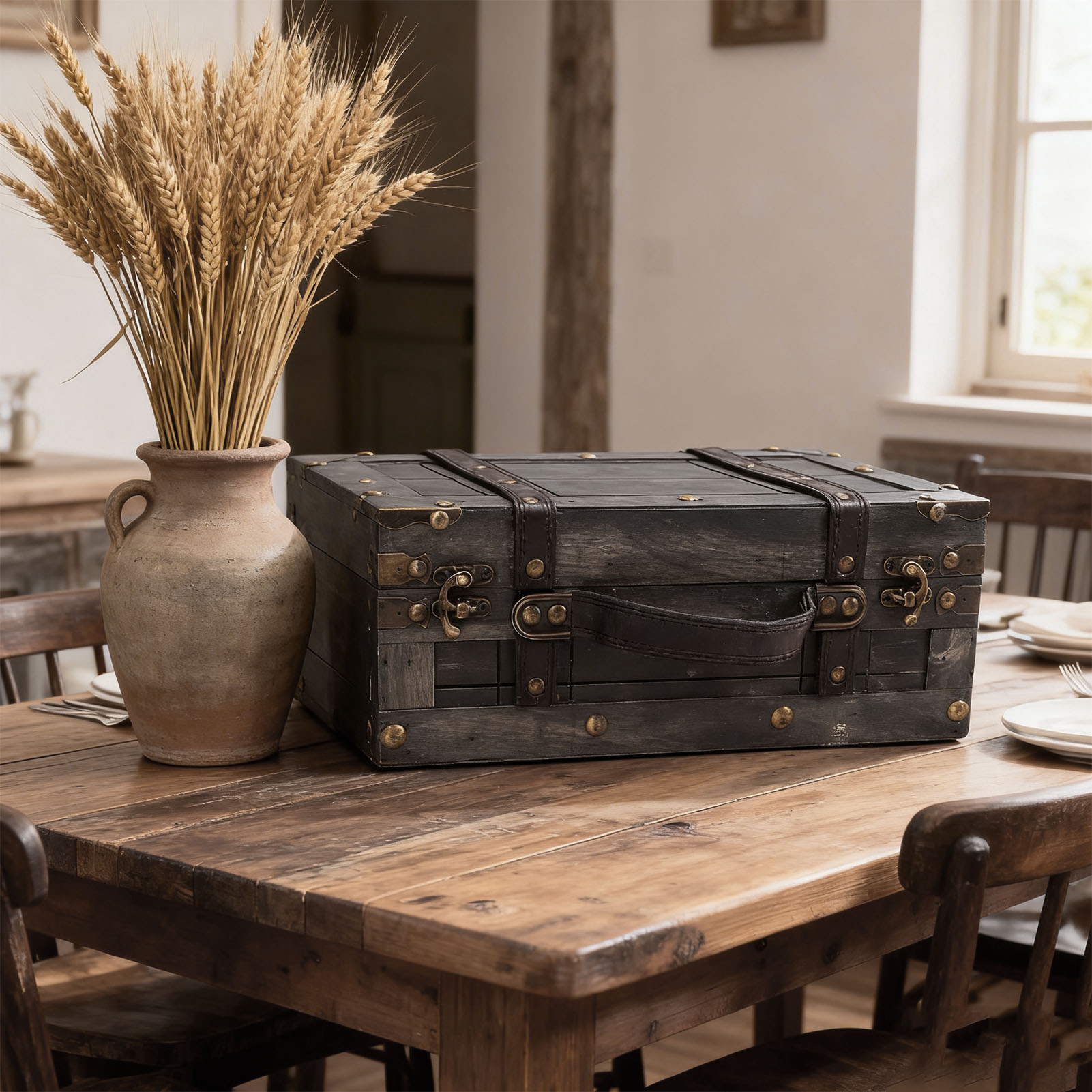 Wood Storage Trunk Wooden Ches - đánh giá và giá Retro Vintage Trunk Suitcase