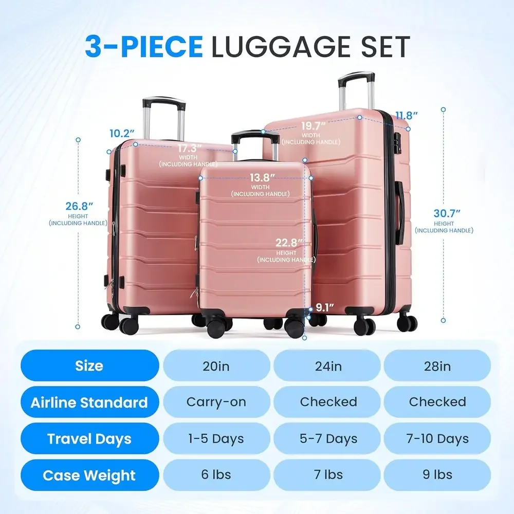 3-Piece Large Suitcase Set wit - đánh giá và giá Expandable Hard Shell Luggage Set