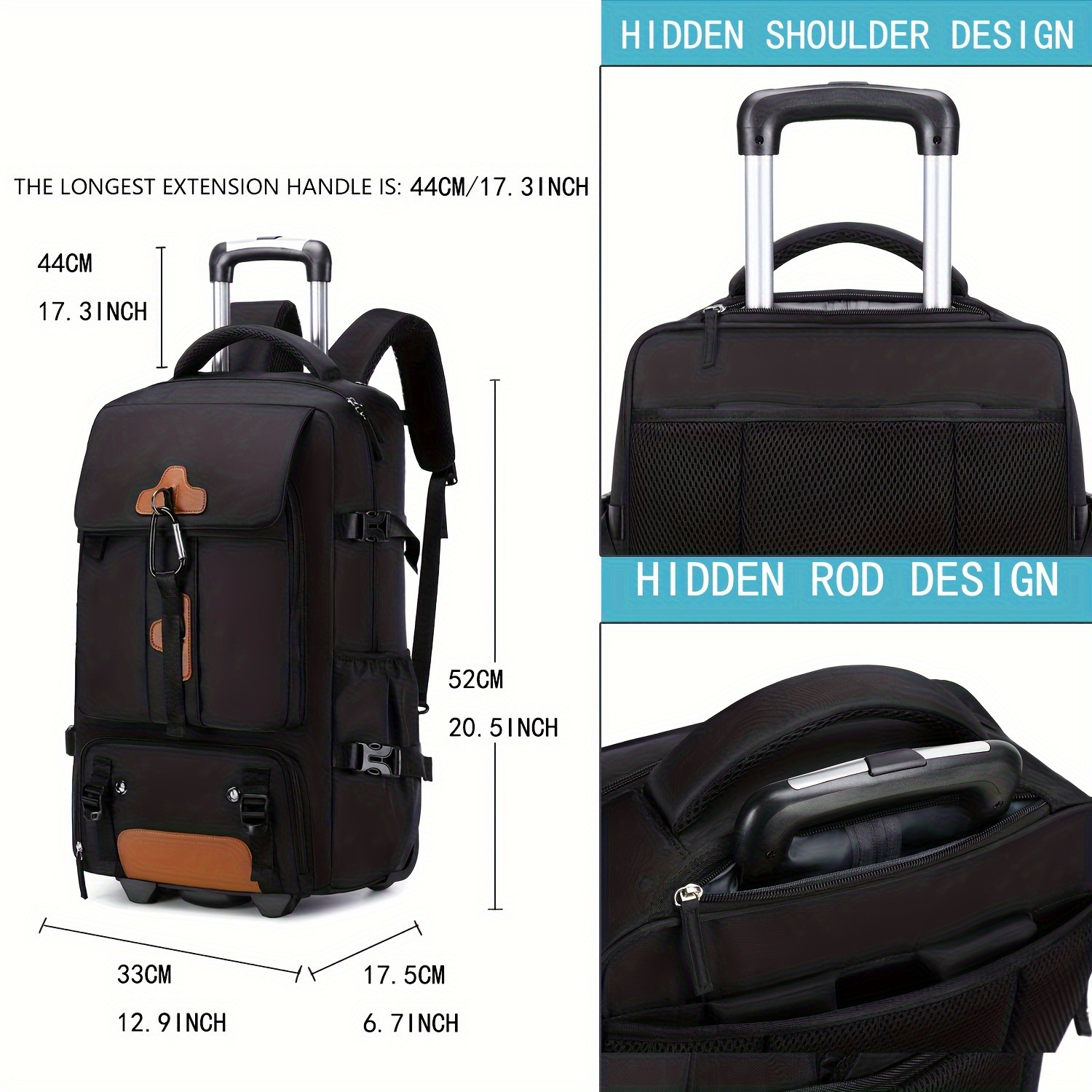 Rolling Backpack Large Capacit - đánh giá và giá Foldable Rolling Luggage Bag