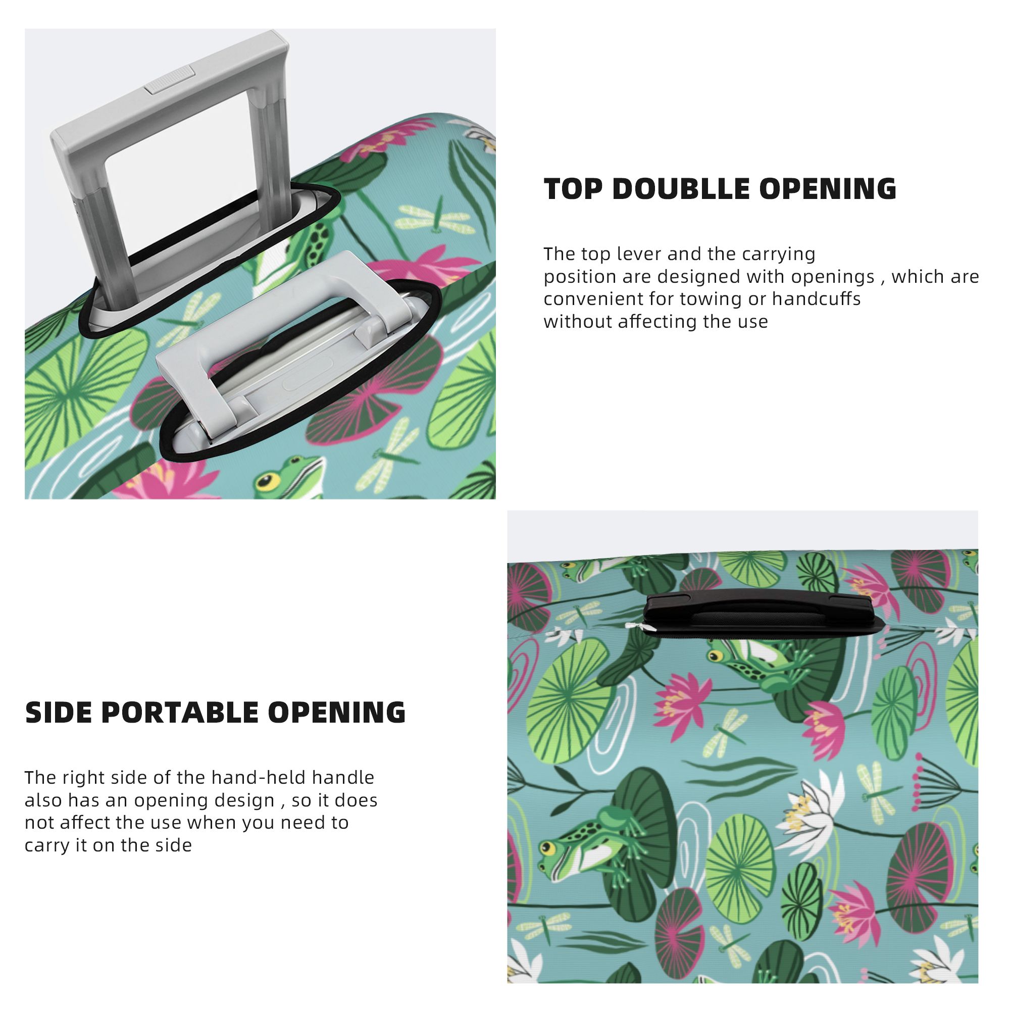 Frogs and water lilies Travel  - đánh giá và giá Waterproof Suitcase Cover Protector